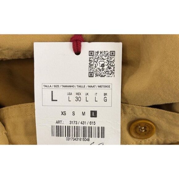 Zara SRPLS Womens Shirt Dress Size L Brown Belted Midi Short Sleeve 3173/431 NWT - Picture 7 of 13